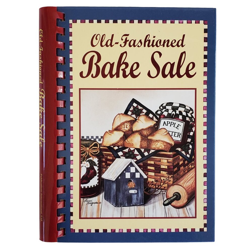 VTG Old Fashioned Bake Sale Recipe Cookbook Desserts Comb Binding Color Pictures